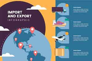 Vecteur gratuit infographie d'importation et d'exportation de conception plate