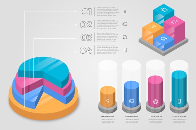 Vecteur gratuit infographie isométrique d'entreprise