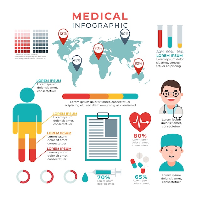 Vecteur gratuit infographie médicale avec illustrations