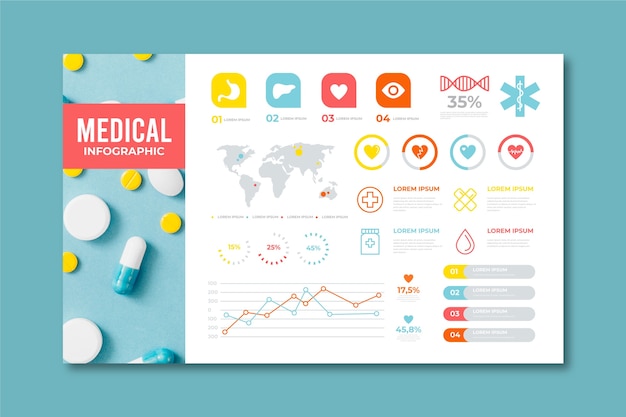 Vecteur gratuit infographie médicale moderne avec photo