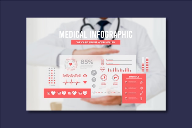 Vecteur gratuit infographie médicale avec photo