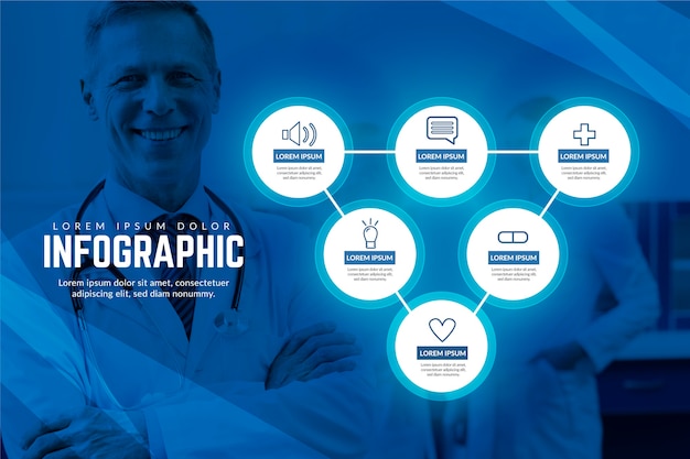 Vecteur gratuit infographie médicale avec photo