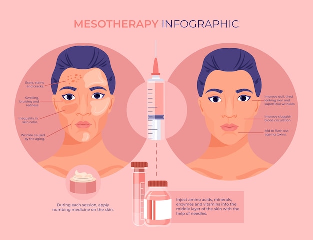 Vecteur gratuit infographie de mésothérapie design plat dessiné à la main