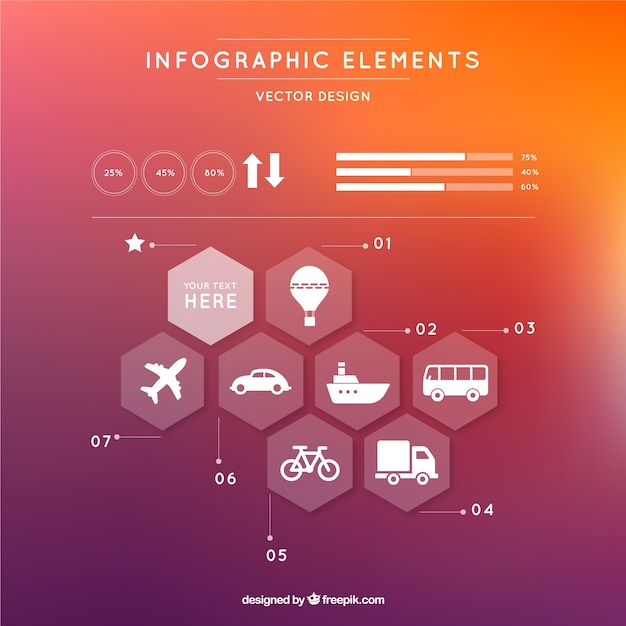 Vecteur gratuit infographie moderne avec des hexagones