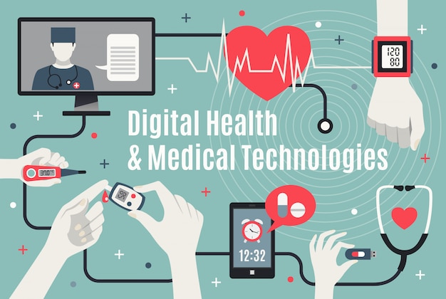 Infographie Plate De La Technologie De La Santé Numérique