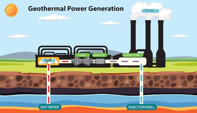 Vecteur gratuit infographie sur la production d'énergie géothermique