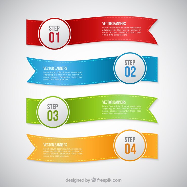 Vecteur gratuit infographie avec ruban bannières