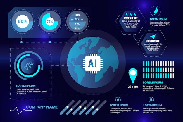 Infographie De La Technologie Avec Divers Modèles De Données Importants