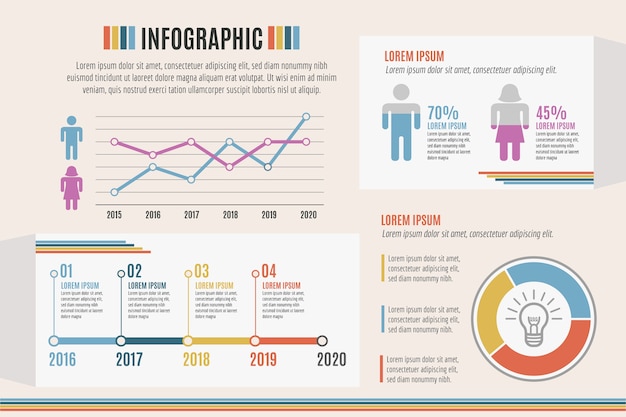 Infographie Avec Thème De Couleurs Rétro