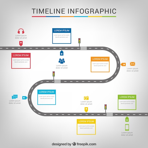 Vecteur gratuit infographie timeline avec une route