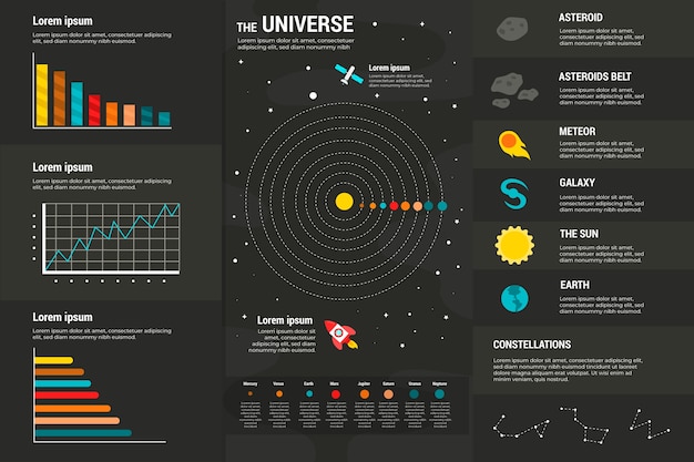 Vecteur gratuit infographie de l'univers au design plat