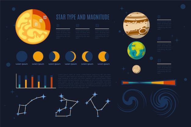 Vecteur gratuit infographie de l'univers avec des planètes