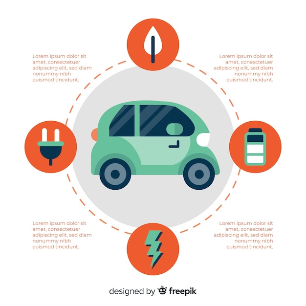 Vecteur gratuit infographie de voiture électrique