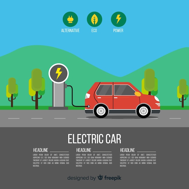 Vecteur gratuit infographie de voiture électrique