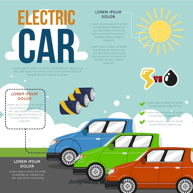 Vecteur gratuit infographie de voiture électrique