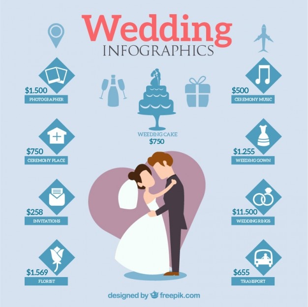 Vecteur gratuit infographies de mariage belles