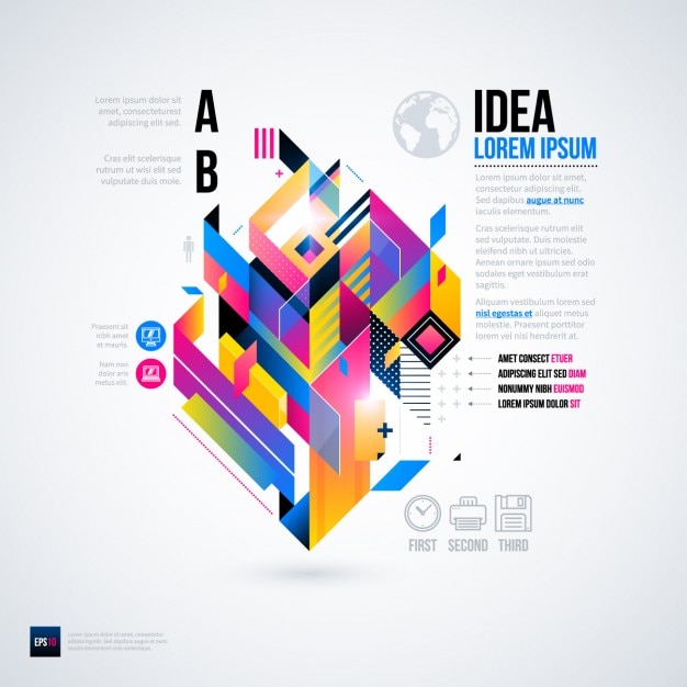 Vecteur gratuit infographique géométrique avec des options utiles