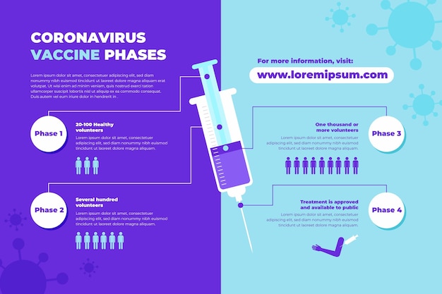 Vecteur gratuit informations sur les phases du vaccin contre le coronavirus