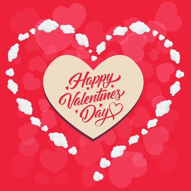 Vecteur gratuit inscription happy valentines day dans un cadre en forme de coeur