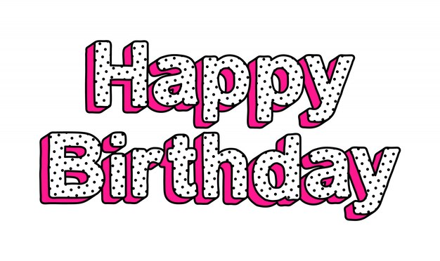 Inscription De Vecteur De Joyeux Anniversaire Dans La Surprise De Poupee De Style Lol Vecteur Premium