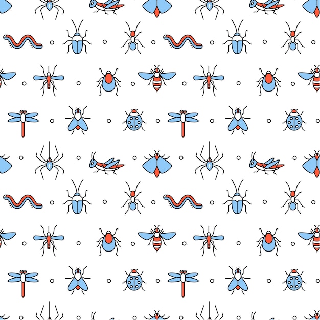 Insectes Icônes Carré Seamless Pattern