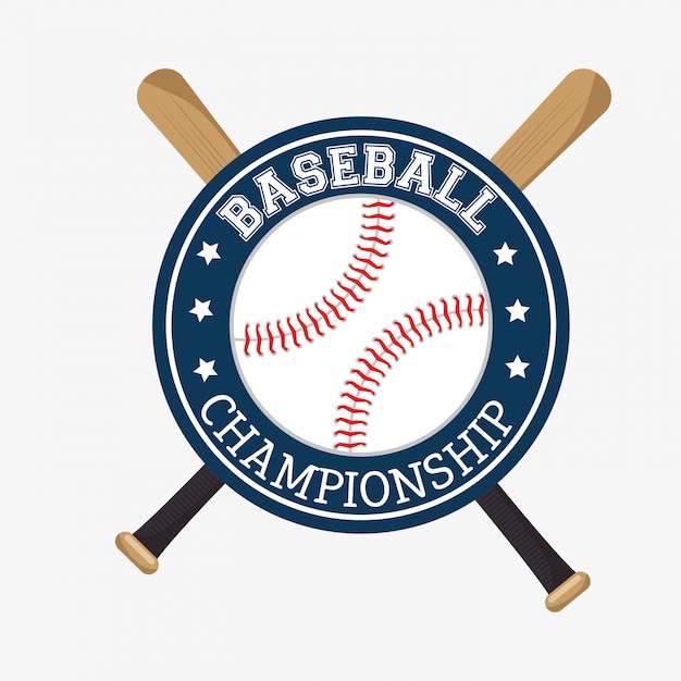 Vecteur gratuit insigne de championnat de baseball chauves-souris balle