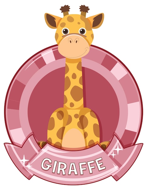 Vecteur gratuit insigne de dessin animé mignon girafe