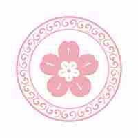 Vecteur gratuit insigne de fleur de sakura rose symbole traditionnel chinois