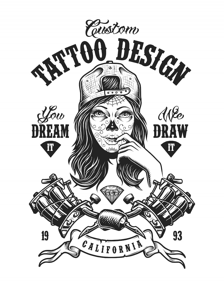 Vecteur gratuit insigne monochrome de tatouage vintage