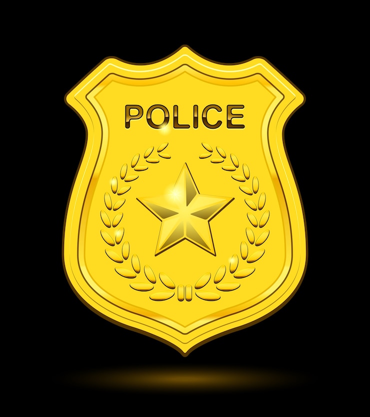 Vecteur gratuit insigne de police or isolé