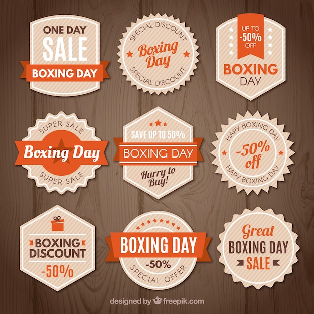 Insigne De Vente Vintage Boxing Day En Orange