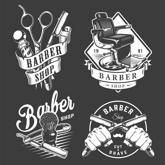 Vecteur gratuit insignes de barbier vintage