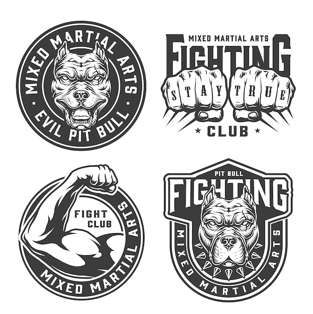 Insignes de club de combat monochrome vintage