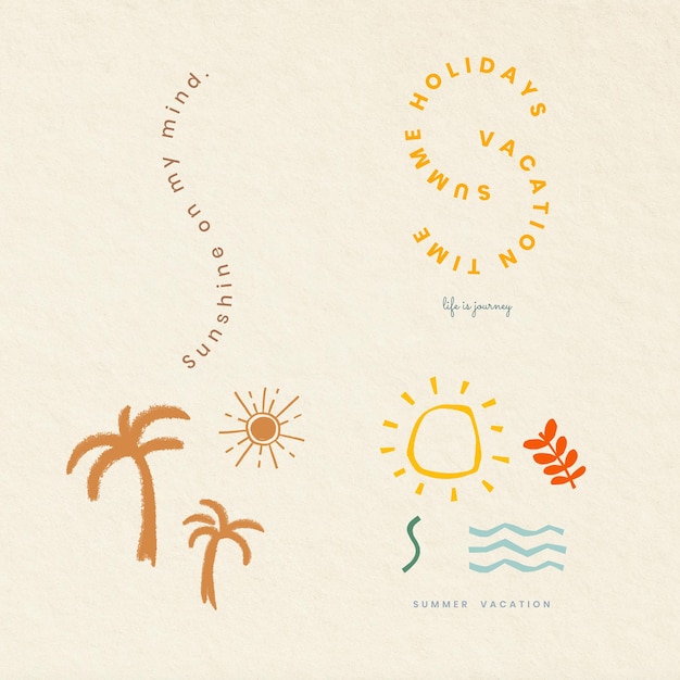 Insignes colorés de vacances d'été vector collection d'éléments de conception d'impression de t-shirt