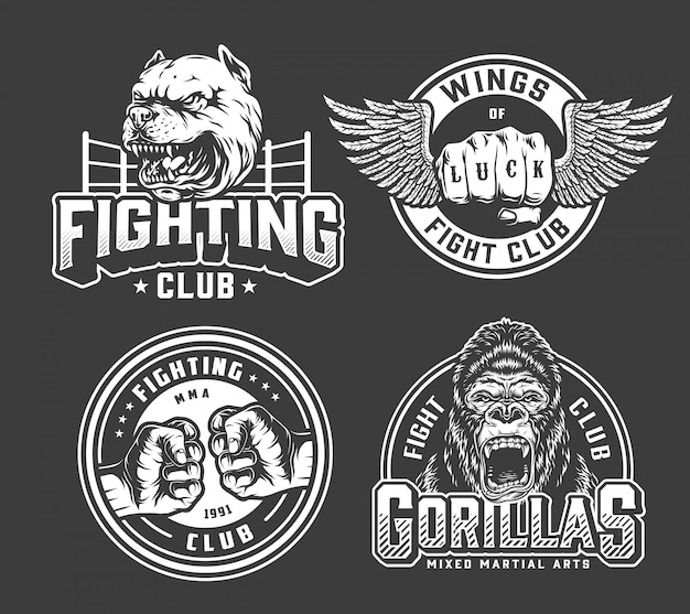 Insignes de combat vintage monochrome
