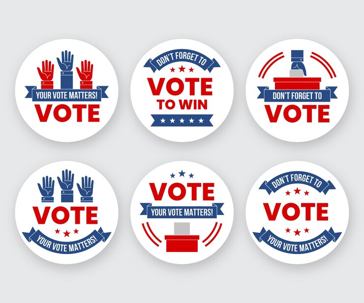 Vecteur gratuit insignes de vote pour le prochain président