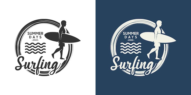 Inspiration vintage de conception de logo de surf et de vacances d'été