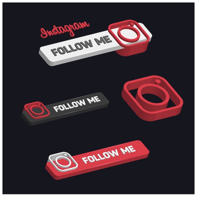 Vecteur gratuit instagram 3d follow me button