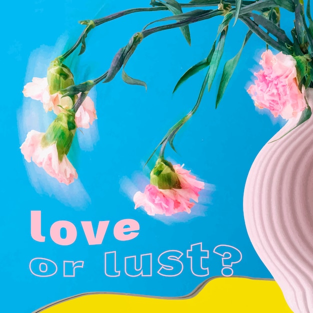 Vecteur gratuit instagram post template vecteur, design abstrait psychédélique floral avec citation romantique