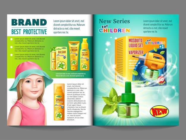 Vecteur gratuit installations de protection contre les insectes pour les enfants