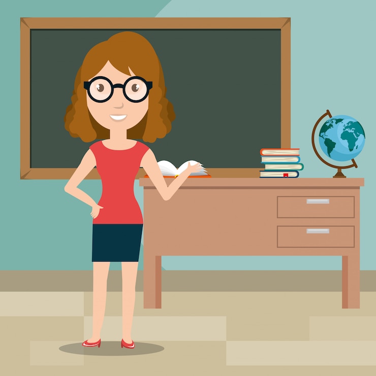 Vecteur gratuit institutrice dans la salle de classe