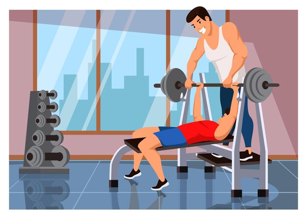 Instructeur de sport personnel travaillant avec un homme dans un club de remise en forme