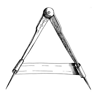 Instrument de mesure boussole ancienne. croquis dessiné à la main. cadre d'inscription