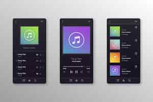 Vecteur gratuit interface de l'application creative music player