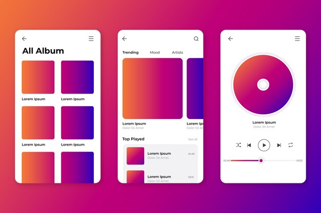 Interface de l'application du lecteur de musique