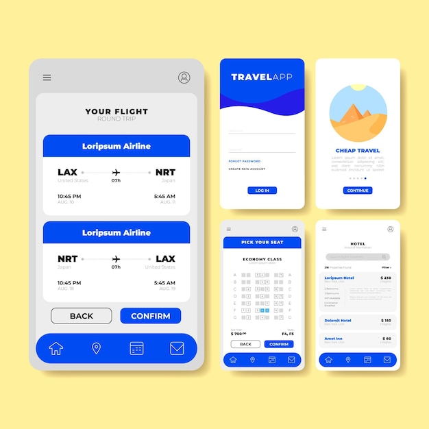 Interface de l'application de réservation de voyage