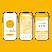 Vecteur gratuit interface de l'application de taxi