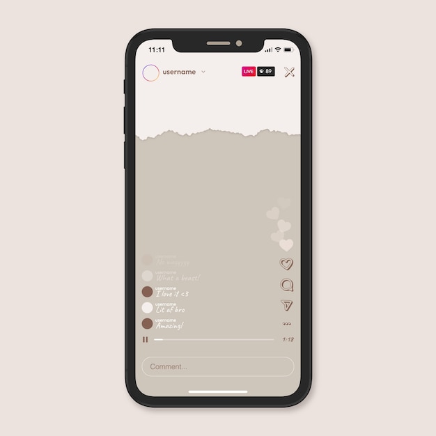 Vecteur gratuit interface en direct instagram design plat