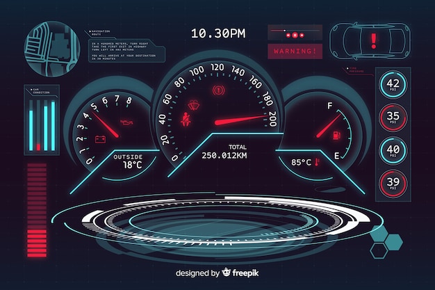 Interface holographique futuriste d'une voiture