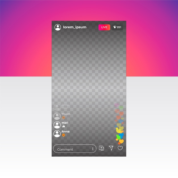 Vecteur gratuit interface instagram de diffusion en direct